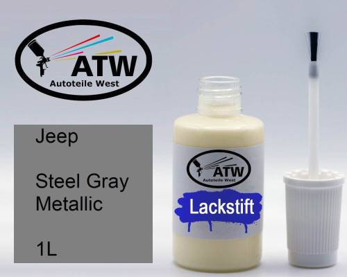 Jeep, Steel Gray Metallic, 1L: 20ml Lackstift, von ATW Autoteile West.